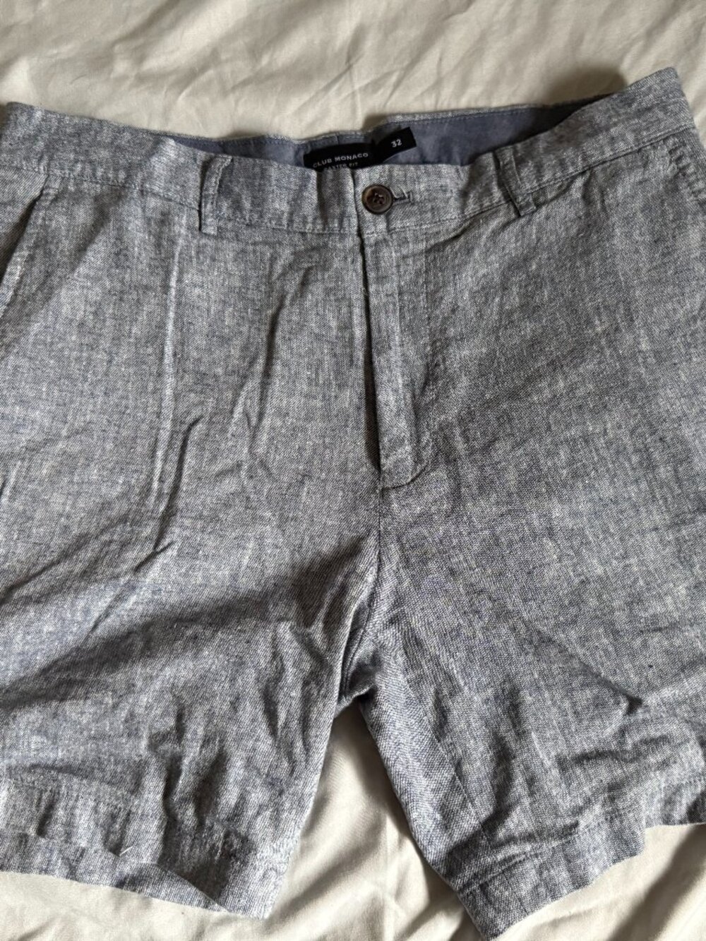 Club Monaco chambray Baxter Short 6.5" inseam sz 32 $129.50